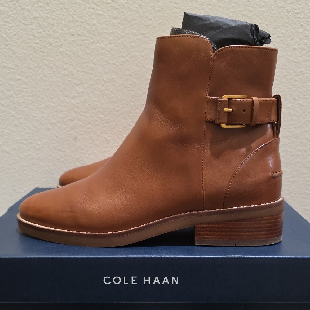 Cole Haan Tan Leather Ankle Boots - Picture 2 of 9
